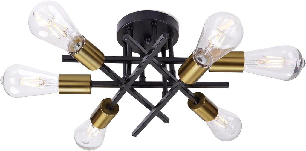 Modern Industrial Crossbar Four-Light Semi-Flush Ceiling Light | Thrascher