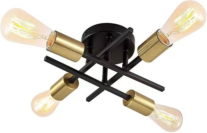 Modern Industrial Crossbar Four-Light Semi-Flush Ceiling Light | Thrascher