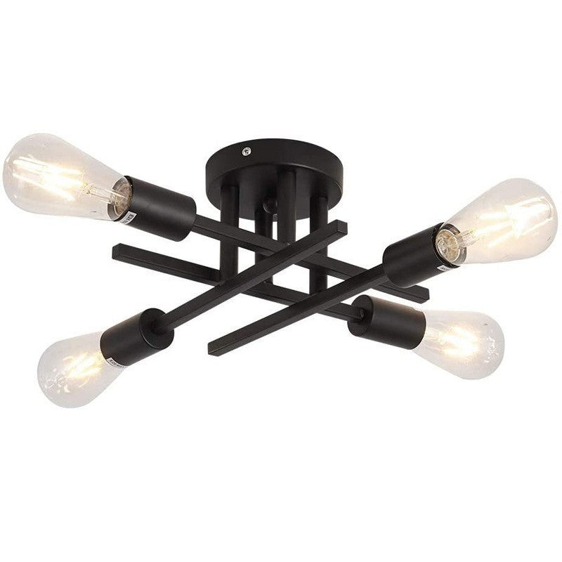 Modern Industrial Crossbar Four-Light Semi-Flush Ceiling Light | Thrascher