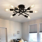 Modern Industrial Crossbar Four-Light Semi-Flush Ceiling Light | Thrascher