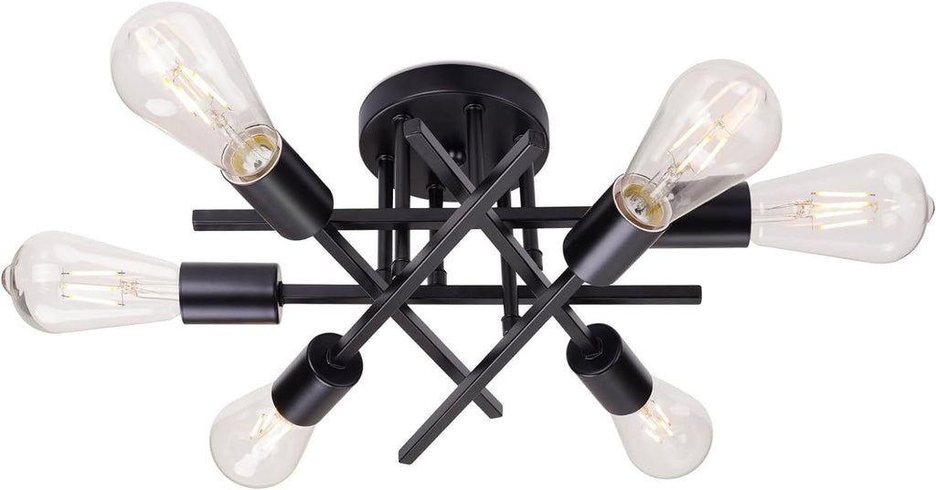 Modern Industrial Crossbar Four-Light Semi-Flush Ceiling Light | Thrascher