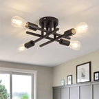 Modern Industrial Crossbar Four-Light Semi-Flush Ceiling Light | Thrascher