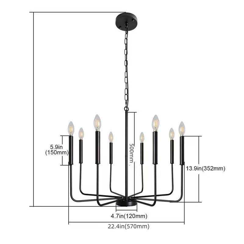 Modern Industrial Multi-Armed Minimalist Candle Holder Chandelier Pendant Light | Thrascher