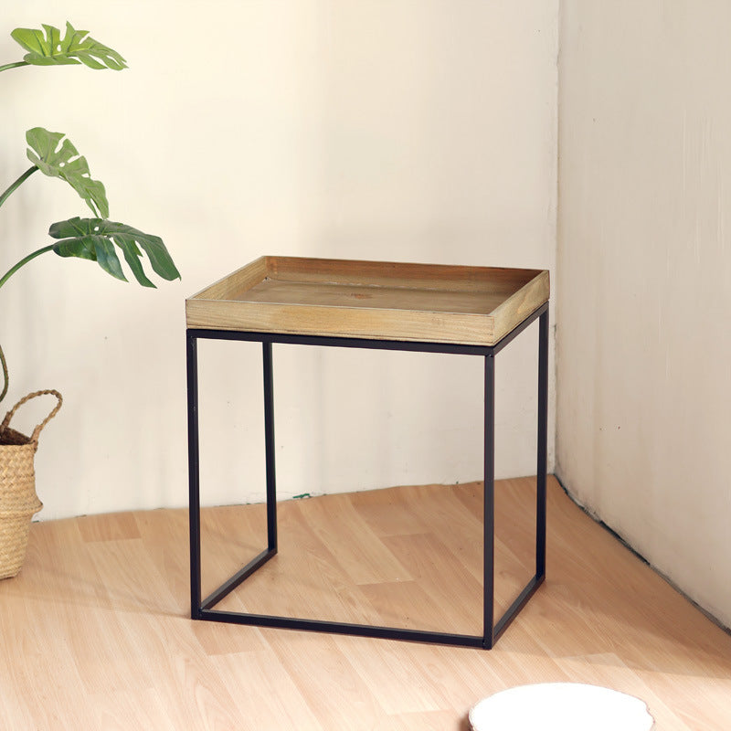 Modern Side Table with Wooden Tray | Thrascher