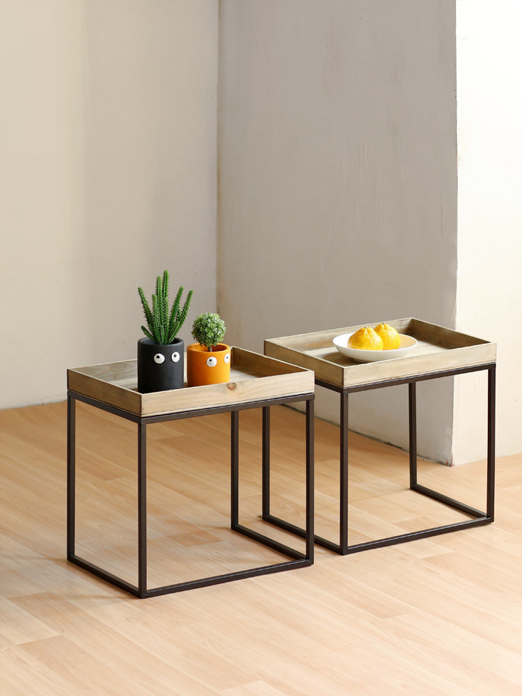 Modern Side Table with Wooden Tray | Thrascher
