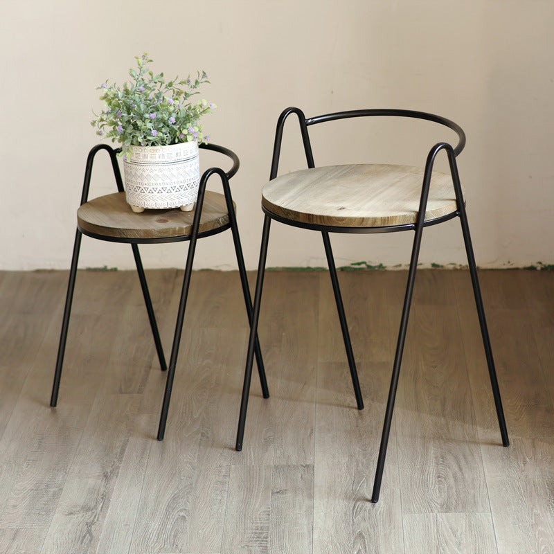 Modern Stool with Wooden Seat | Thrascher