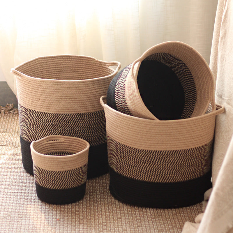 Modern Storage Basket with Gray Knit Pattern | Thrascher