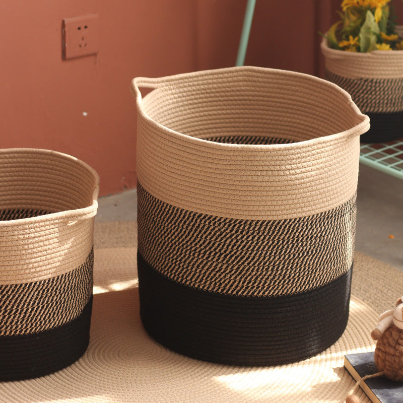 Modern Storage Basket with Gray Knit Pattern | Thrascher
