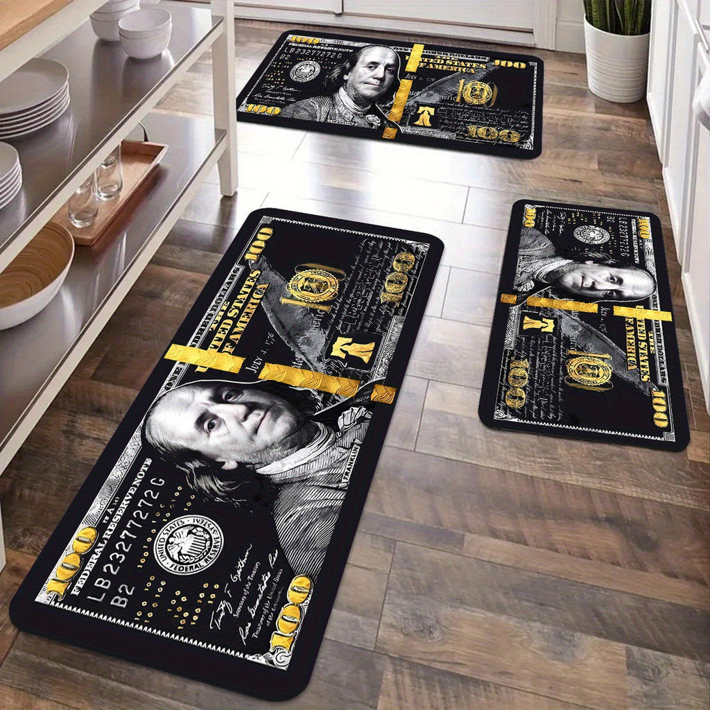 Money-Themed Anti-Fatigue Kitchen Mat | Thrascher