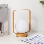 Moon Globe Ambient Table Lamp with Wooden Base and Copper Frame | Thrascher