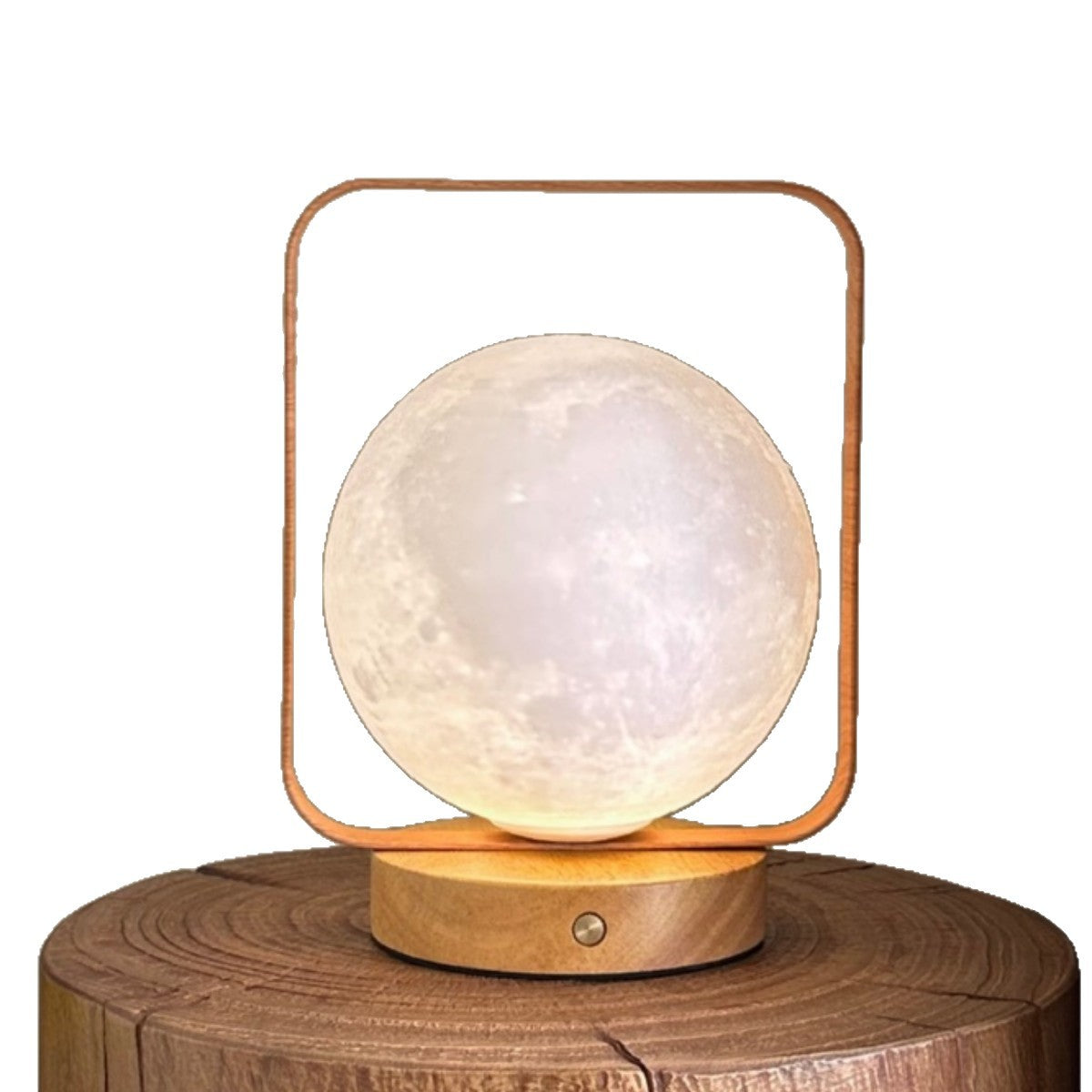 Moon Globe Ambient Table Lamp with Wooden Base and Copper Frame | Thrascher