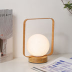 Moon Globe Ambient Table Lamp with Wooden Base and Copper Frame | Thrascher