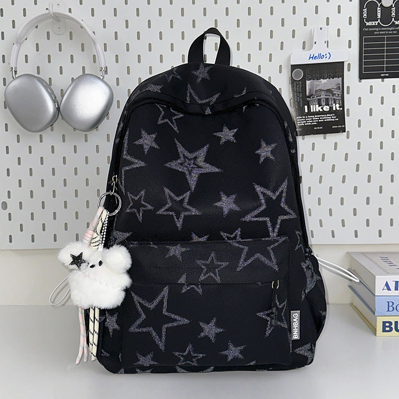 Multi-Functional Star-Patterned School Backpack with Front Pocket, view 2