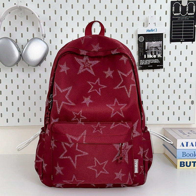 Multi-Functional Star-Patterned School Backpack with Front Pocket, view 3