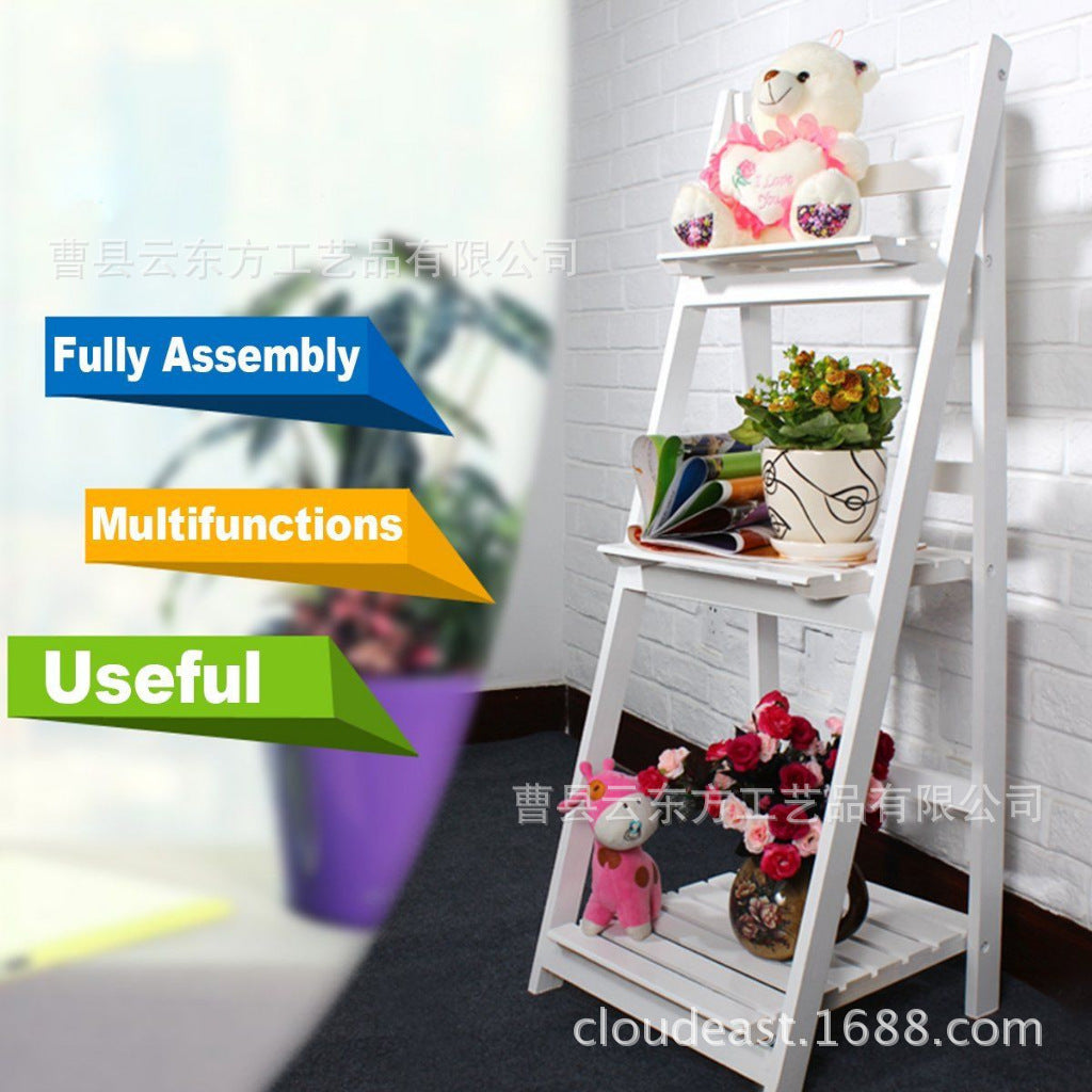 Multi-Tiered Wooden Ladder Shelf | Thrascher