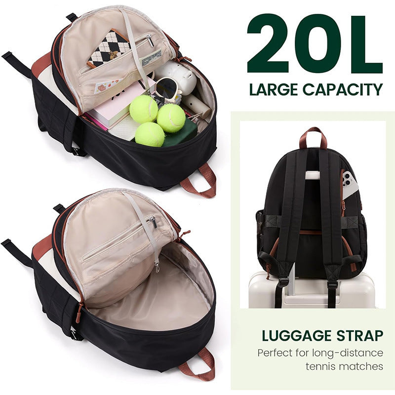 Multifunctional Tennis Backpack with Shoe and Bottle Compartments, view 3