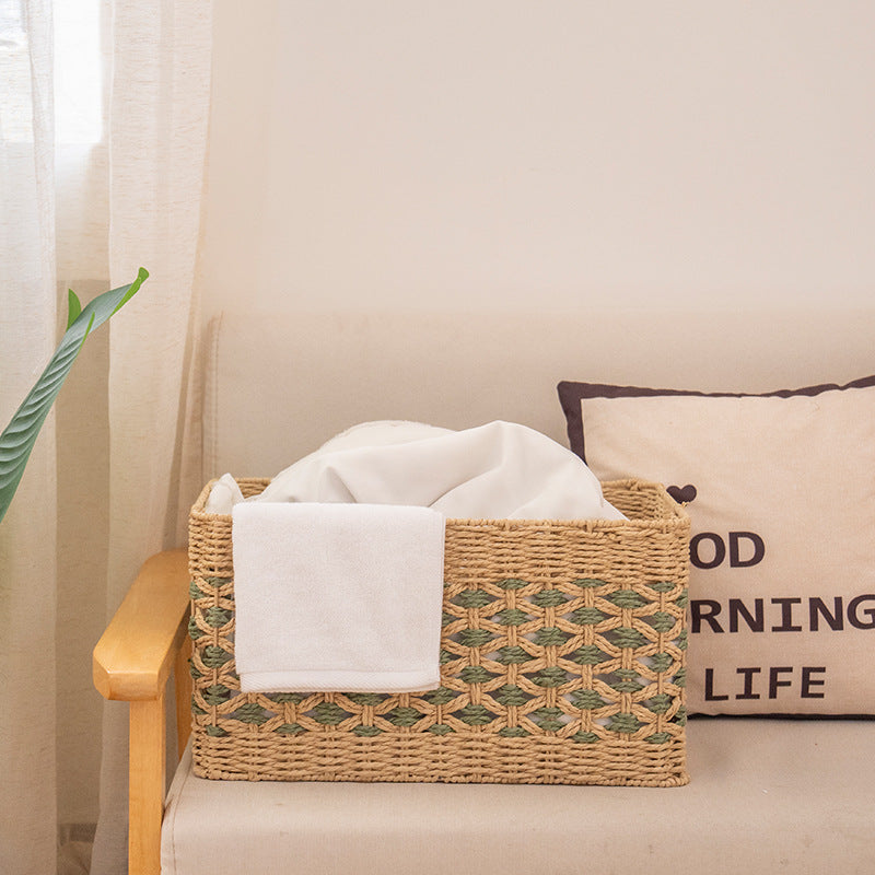 Natural Decorative Storage Basket with Woven Design | Thrascher