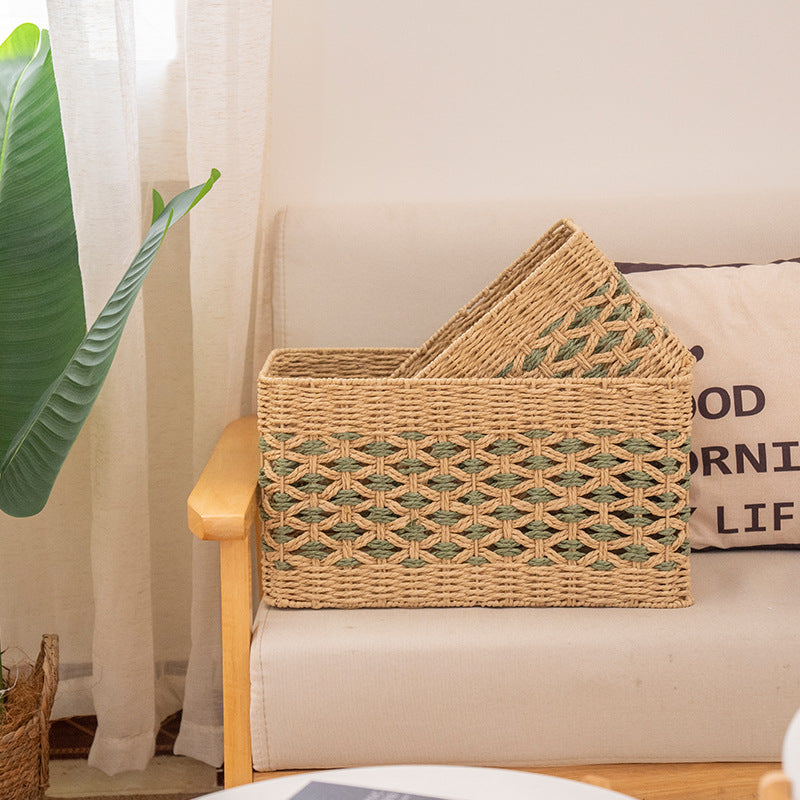 Natural Decorative Storage Basket with Woven Design | Thrascher