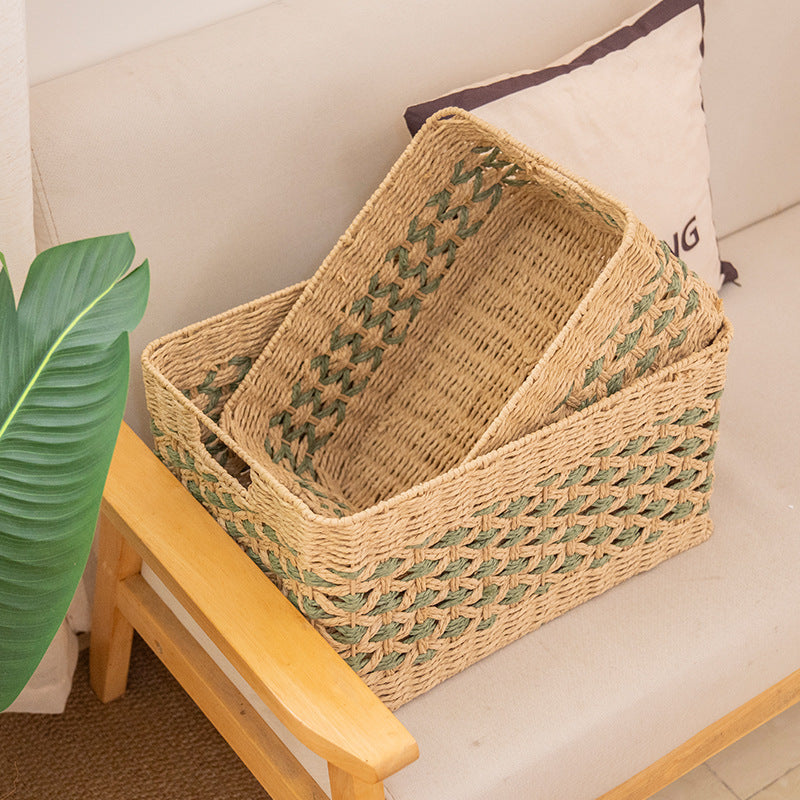 Natural Decorative Storage Basket with Woven Design | Thrascher