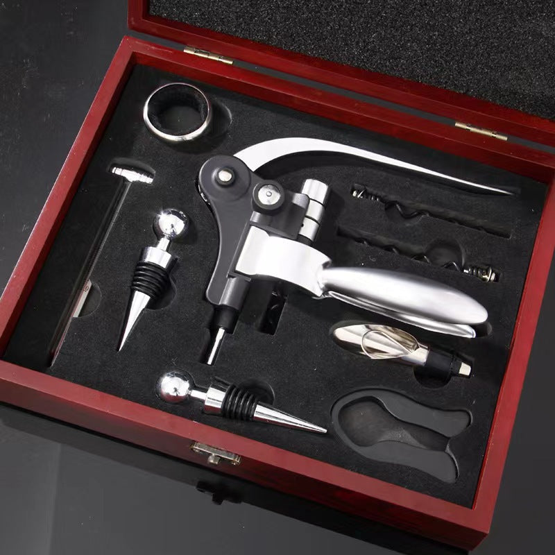 Nine-Piece Wine Accessory Gift Set with Lever Corkscrew and Serving Tools, view 2