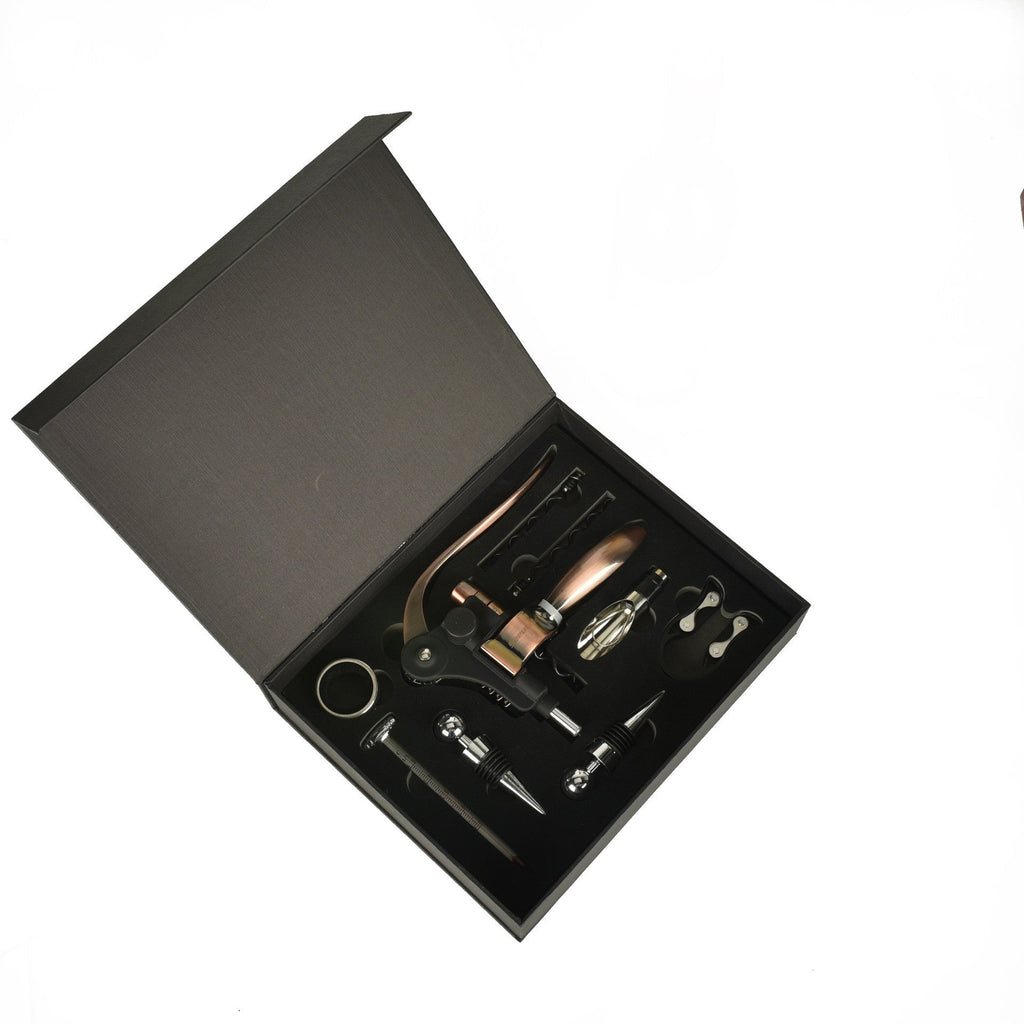 Nine-Piece Wine Accessory Gift Set with Lever Corkscrew and Serving Tools, view 5