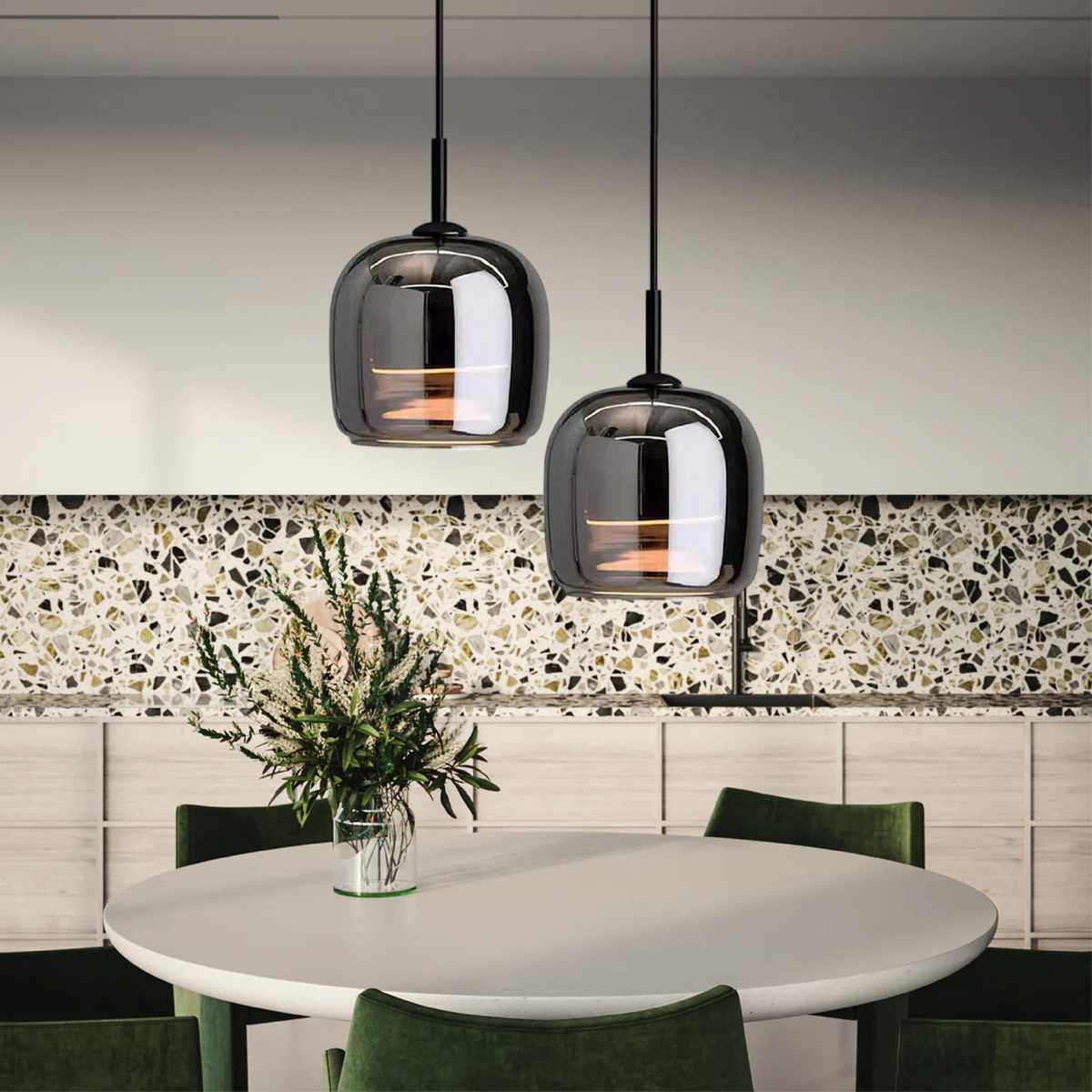 Nordic Black Glass Pendant Light Fixture, 12W LED for Kitchen & Dining, view 6