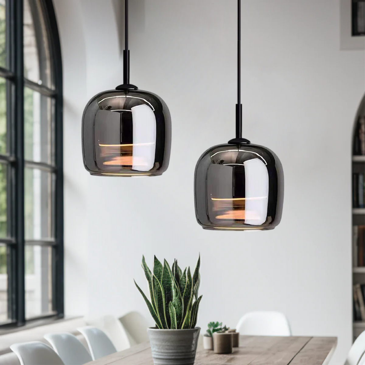 Nordic Black Glass Pendant Light Fixture, 12W LED for Kitchen & Dining, view 8