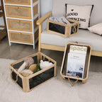 Open Storage Basket with Natural Fiber and Raffia Covering | Thrascher