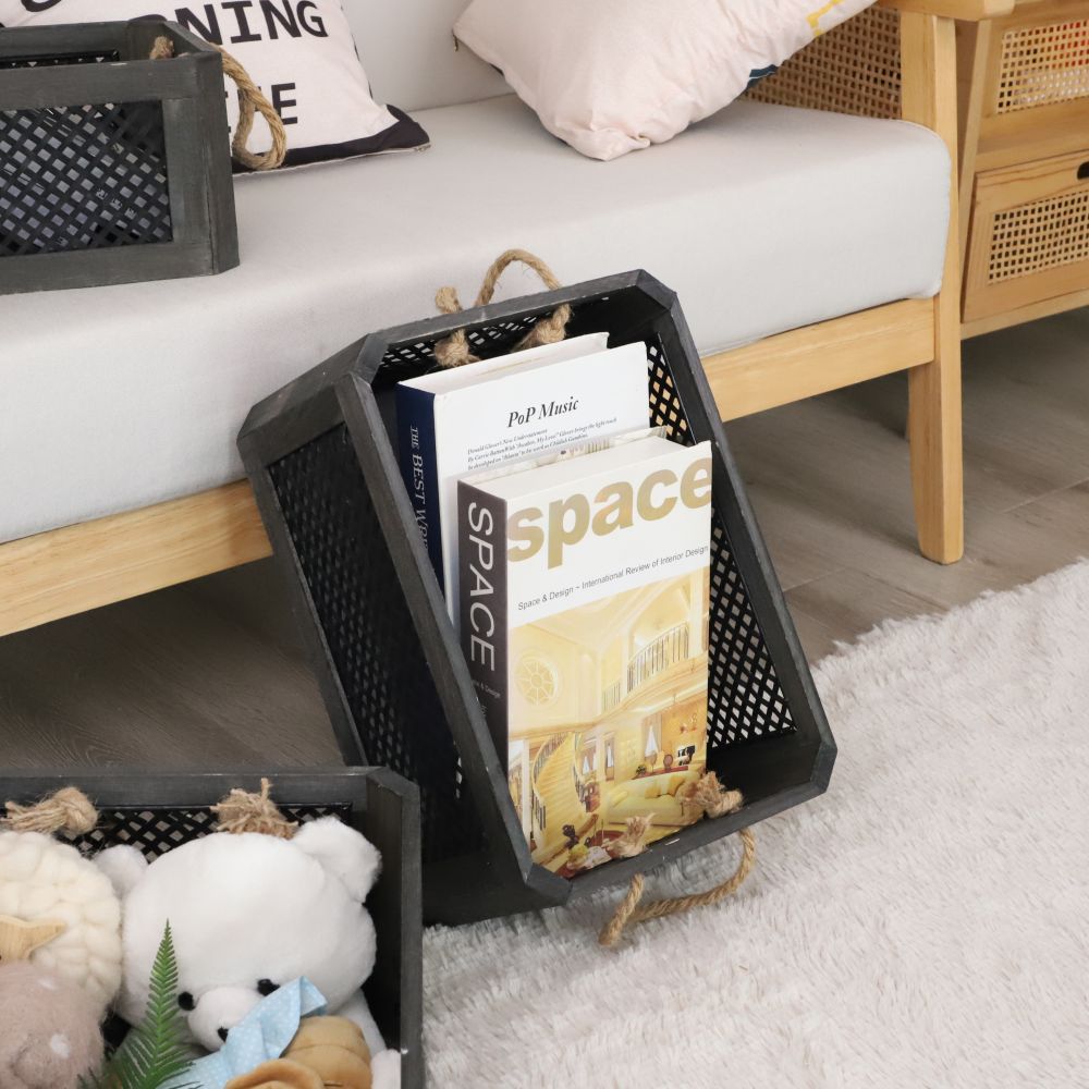 Open Storage Basket with Natural Fiber and Raffia Covering | Thrascher