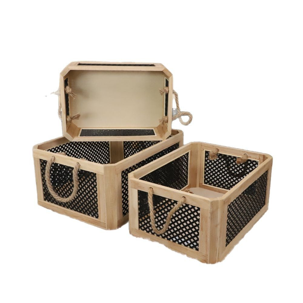Open Storage Basket with Natural Fiber and Raffia Covering | Thrascher