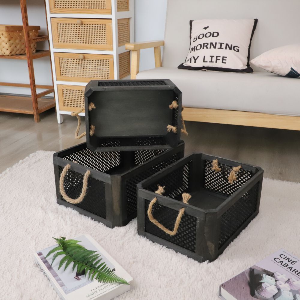Open Storage Basket with Natural Fiber and Raffia Covering | Thrascher