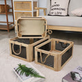 Open Storage Basket with Natural Fiber and Raffia Covering | Thrascher