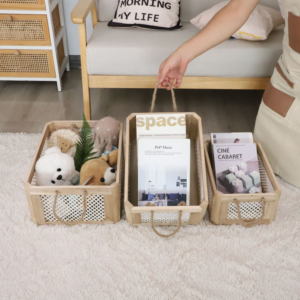 Open Storage Basket with Natural Fiber and Raffia Covering | Thrascher