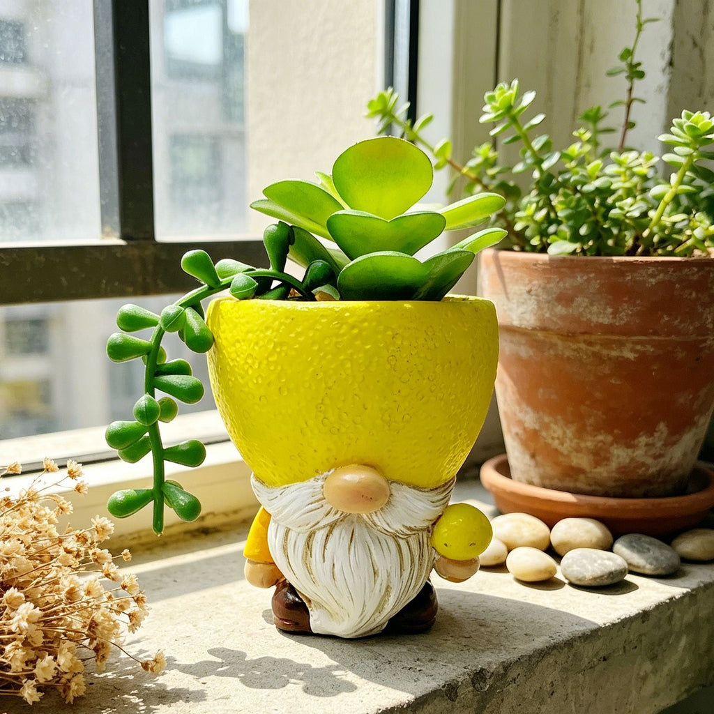 Original Flower Pot Figure with Gnome Motif | Thrascher