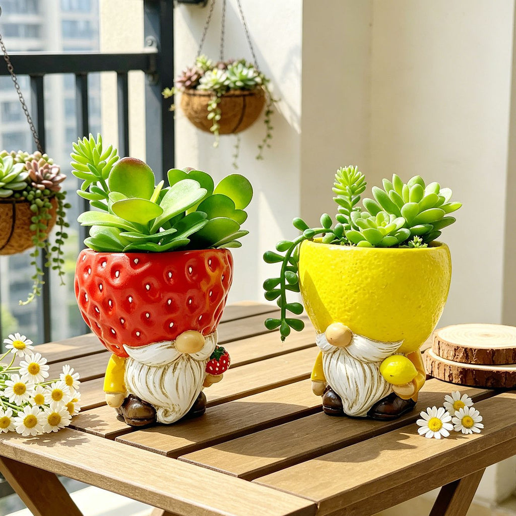 Original Flower Pot Figure with Gnome Motif | Thrascher