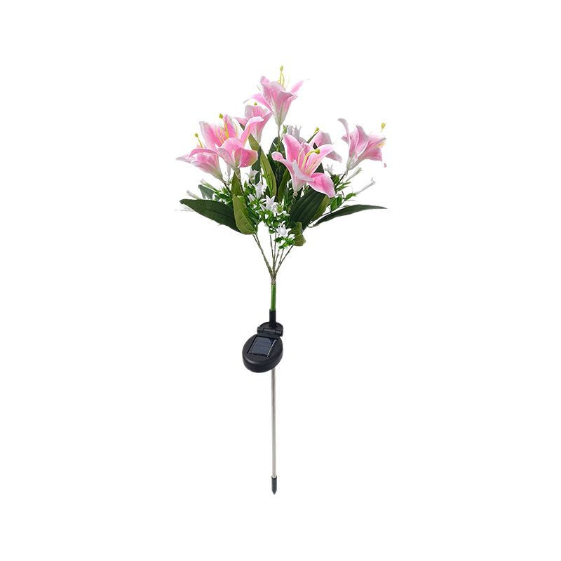 Outdoor Solar LED Glowing Lily Bouquet Plug Lights | Thrascher