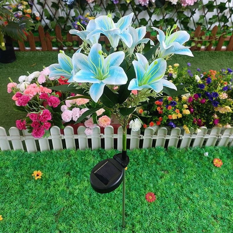 Outdoor Solar LED Glowing Lily Bouquet Plug Lights | Thrascher