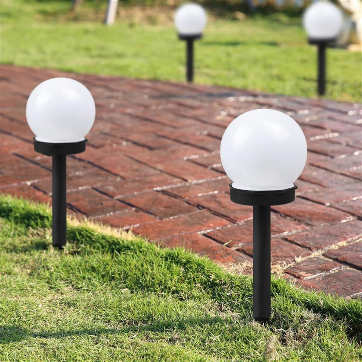 Outdoor Solar-Powered Frosted Globe Garden Stake Lights | Thrascher