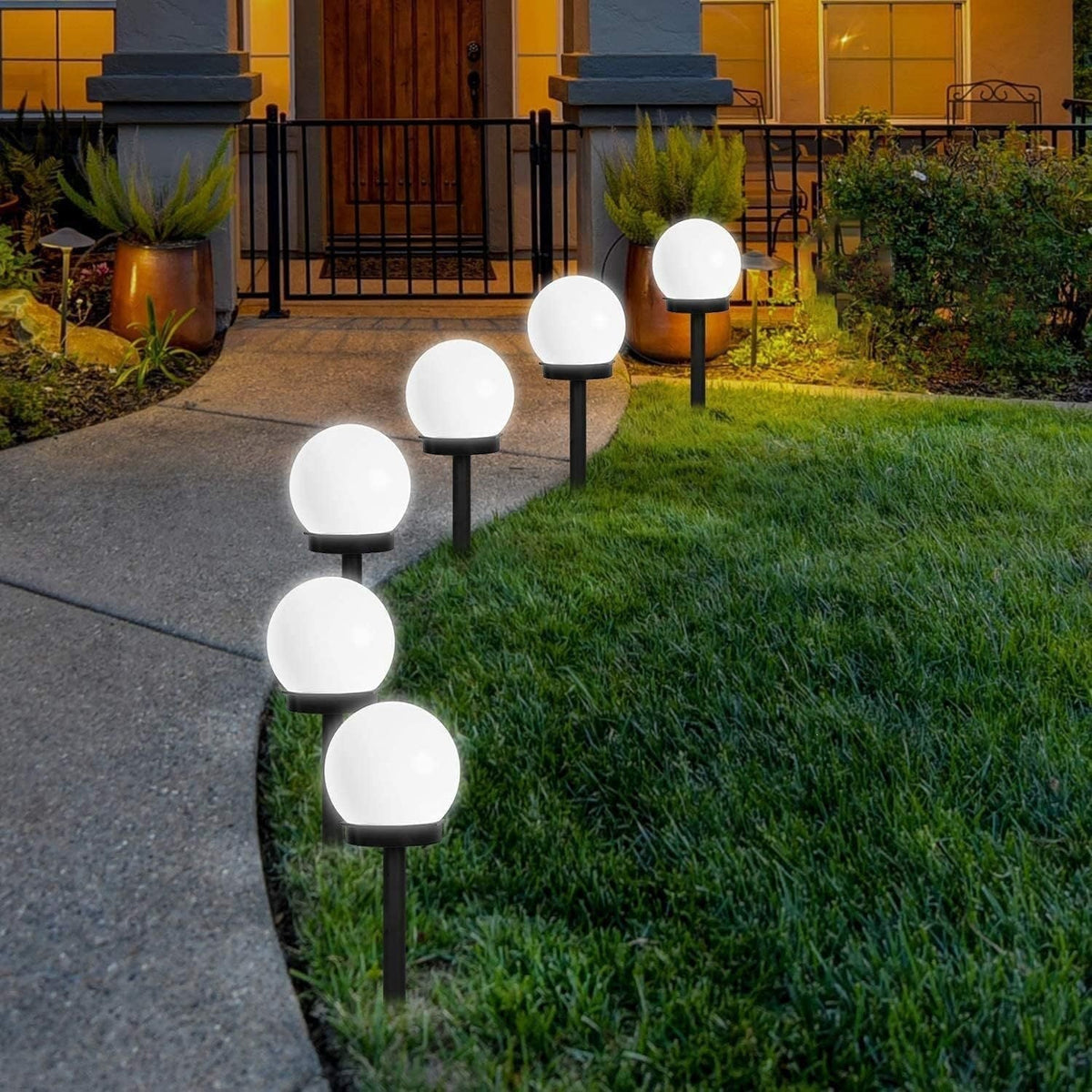 Outdoor Solar-Powered Frosted Globe Garden Stake Lights | Thrascher