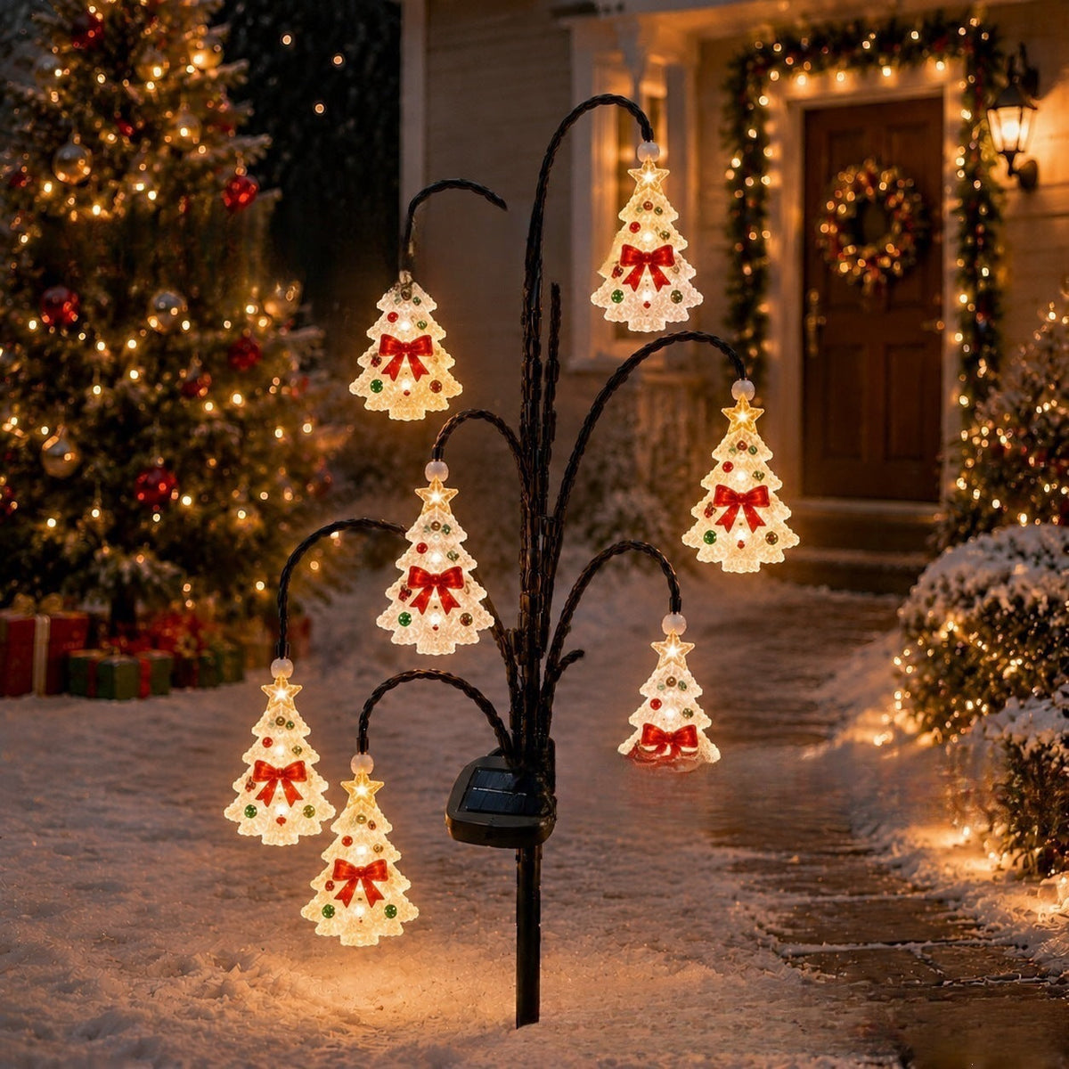 Outdoor Solar-Powered Reindeer LED String Light Garland | Thrascher