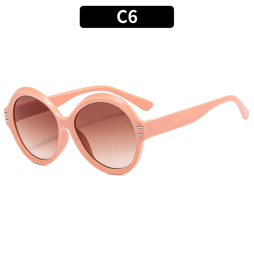 Oversized Round Frame Sunglasses with UV Protection for Women, view 2