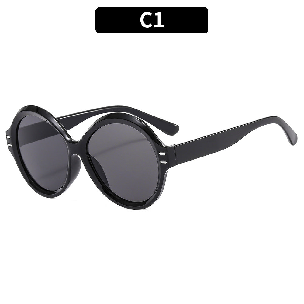 Oversized Round Frame Sunglasses with UV Protection for Women