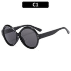 Oversized Round Frame Sunglasses with UV Protection for Women