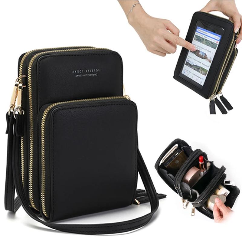 Phone Crossbody Bag with Touchscreen PVC Window, RFID Blocking, PU Leather, view 4
