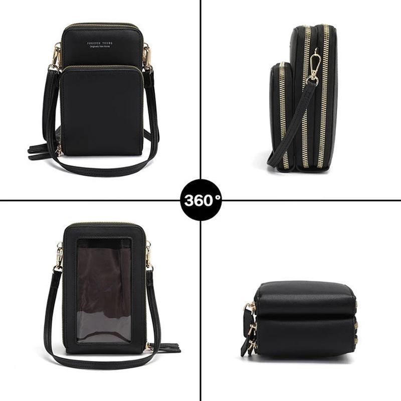 Phone Crossbody Bag with Touchscreen PVC Window, RFID Blocking, PU Leather, view 5