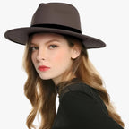 Unisex Vintage Polyester Fedora Hat, Adjustable Inner Band, 7 cm Brim