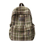 Plaid School Backpack with Padded Shoulder Straps and Leather-Like Accents, view 4
