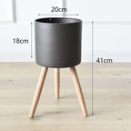 Plant Pot with Wooden Stand | Thrascher
