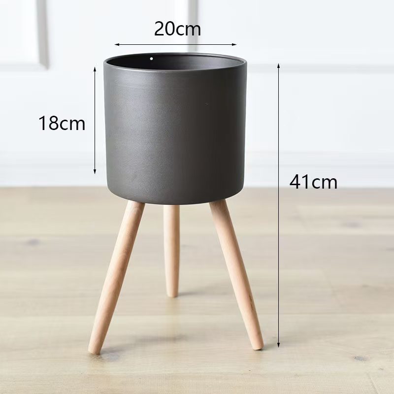Plant Pot with Wooden Stand | Thrascher