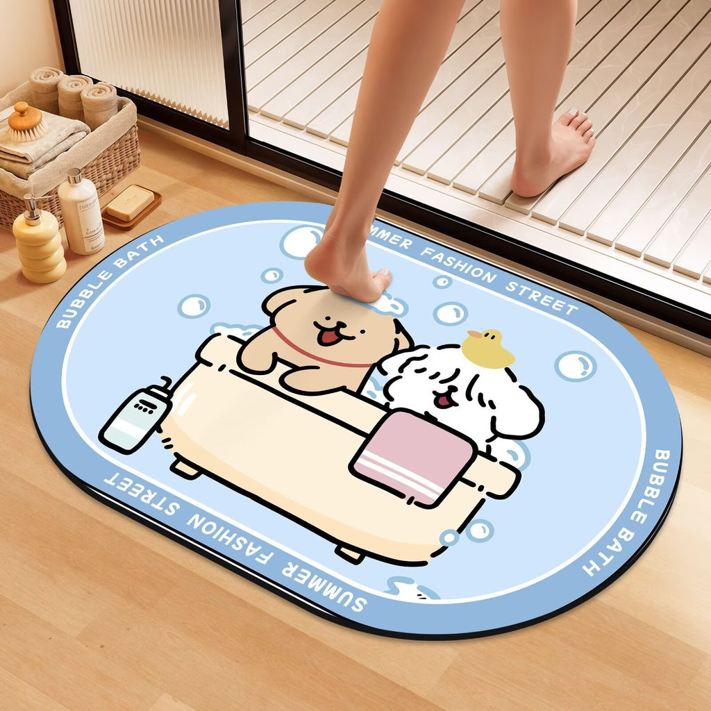 Playful Cartoon Dog Bath Mat | Thrascher